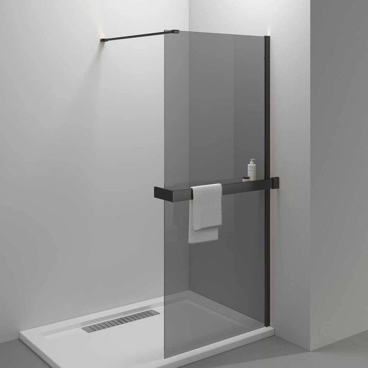 Душевая перегородка Vincea Walk-In HR VSW-4HR900CGB 900x2000, профиль черный, стекло тонированное