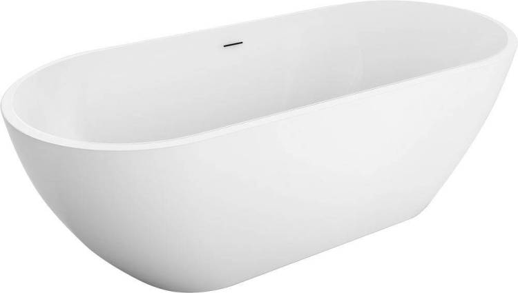Акриловая ванна BelBagno Uno BB701-1500-730-K отдельностоящая, овальная, с ножками, со сливом-переливом, с донным клапаном