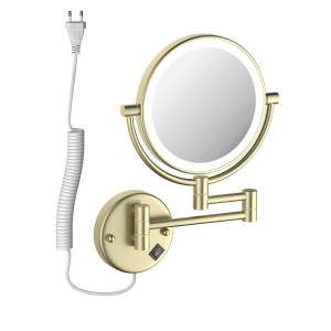 Косметическое зеркало Aquatek AQ4915BG с подсветкой, 5х, золото шлифованное