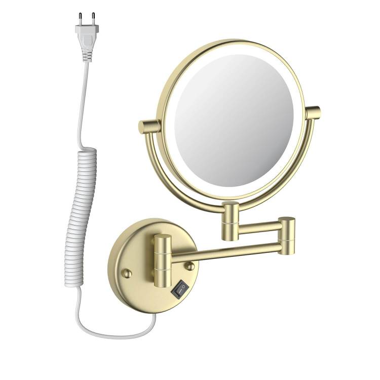 Косметическое зеркало Aquatek AQ4915BG с подсветкой, 5х, золото шлифованное