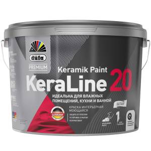 Краска для влажных помещений Dufa Premium KeraLine Keramik Paint 20 полуматовая белая база 1 9 л