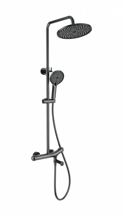 Душевая стойка Wonzon & Woghand WW-B3057-A-BGG с термостатом, темный графит
