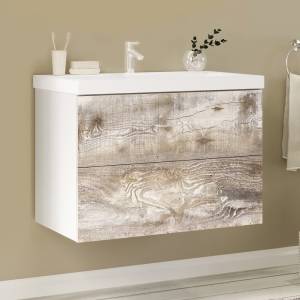 Тумба с раковиной Marka One Mix 60П с 2 ящиками, бетон, push