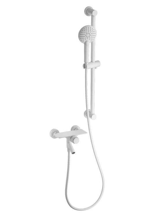 Смеситель для ванны Wonzon & Woghand WW-FE05L222-MW с душевым гарнитуром, белый матовый