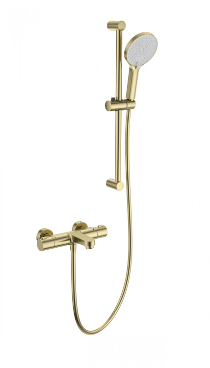 Смеситель для ванны Wonzon & Woghand WW-C2018-A-BG с душем и термостатом, брашированное золото