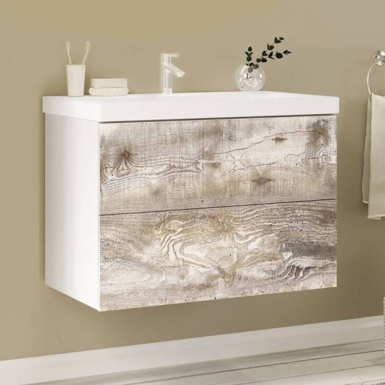 Тумба с раковиной Marka One Mix 60П с 2 ящиками, бетон, push