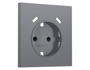 Лицевая панель для электрической розетки с заземлением со шторками 2USB C+C Ambrella Volt Sigma SP8705 платиново-серый мягкое касание