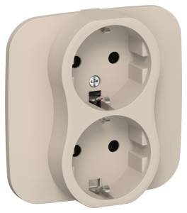 Розетка 2-местная с заземлением IEK Flite FI-R21A-16-1-K88 льняной