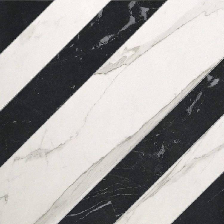 Декор FAP Ceramiche Roma fLZJ Righe Statuario Grafite Matt 60x60
