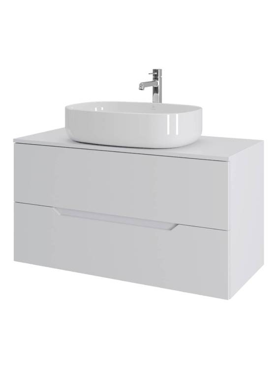 Тумба с раковиной Orange Line Li-100TuwMDF+B04-600W белая матовая, 100 см
