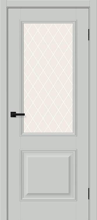 Межкомнатная дверь Bravo Классик-13 полотно Grey Silk, стекло White Сrystal 800x2000