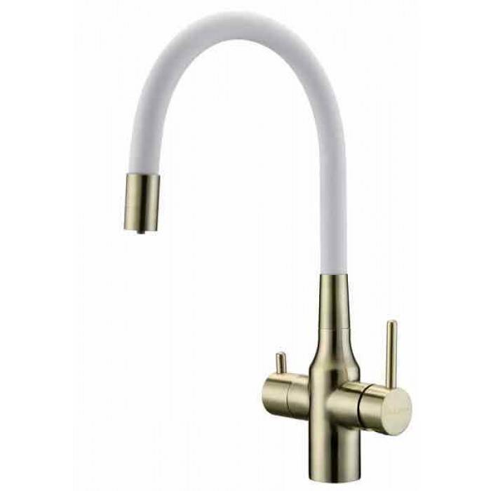 Смеситель для кухни Paulmark Salix Sa213419-BRw бронза, белый шланг