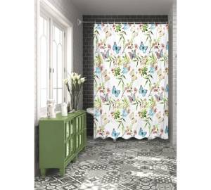 Штора для ванной Bath Plus Flying Garden ch14041 180x200, белый, зеленый, оранжевый