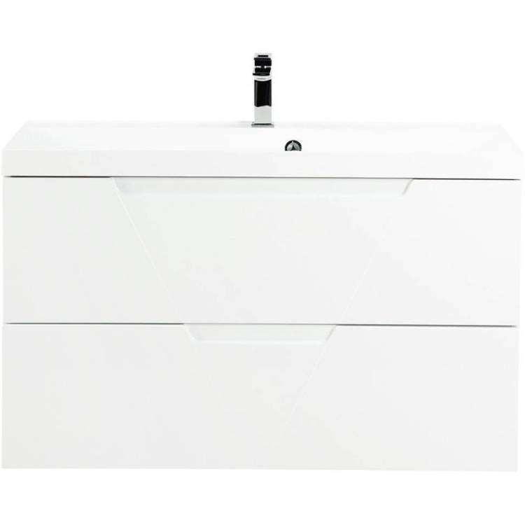 Тумба с раковиной Belbagno Vittoria VITTORIA-1000-2C-SO-BO-P 100x45x57 Bianco Opaco подвесная с двумя выкатными ящиками