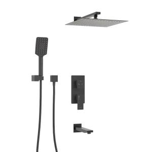 Душевой комплект Wasserkraft A172071 с верхней душевой насадкой, черный, встраиваемый, с изливом, с лейкой