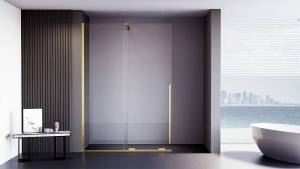 Душевая перегородка Veconi Premium Trento PTDW-50G-120-01-C4 профиль брашированное золото, стекло прозрачное, 120x200
