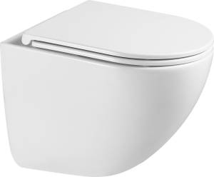 Унитаз подвесной Abber Bequem AC1131TC белый, безободковый, смыв торнадо, с закрытым дном