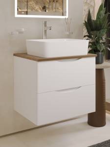 Тумба с раковиной BOND Cube T99605-S54480 белая, дуб, 60 см