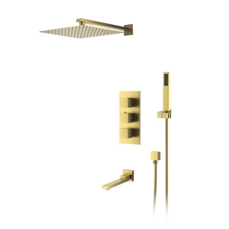 Душевая система D&K Bayern.Liszt DA2515607A04 золотая матовая, встраиваемая, с термостатом, с изливом