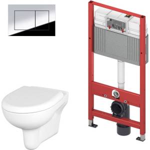 Комплект Унитаз подвесной Cersanit Nature Clean On DPL EO + Инсталляция TECE Now 9400412 4 в 1 с кнопкой