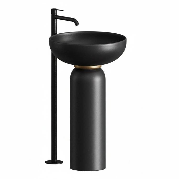 Раковина с пьедесталом ArtCeram Jolie 50 см, черная матовая