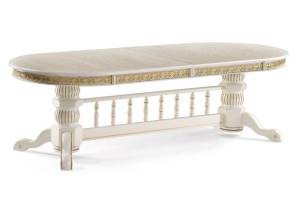 Кухонный стол Woodville Кассиль 450830 260(330)х110х77 слоновая кость с золотой патиной