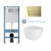 Комплект Aqueduto Tecnica Novo AQDSD012 унитаз подвесной, сиденье микролифт, кнопка золотая