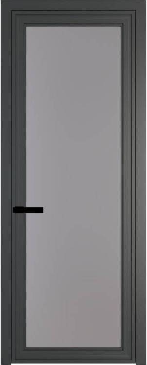 Межкомнатная дверь Profil Doors 1 AGP цвет профиля Серая ночь, стекло безопасное 6 мм монохром серый 600x2000