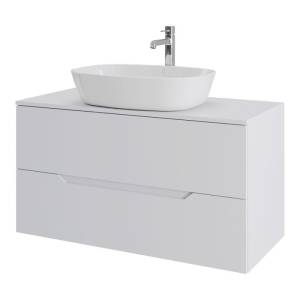 Тумба с раковиной Orange Line Li-100TuwMDF+B08-500W белая матовая, 100 см