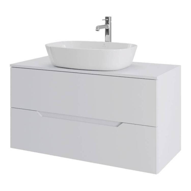 Тумба с раковиной Orange Line Li-100TuwMDF+B08-500W белая матовая, 100 см