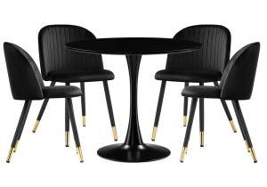 Обеденная группа Woodville Иемура 528363 black, gold, стулья ткань