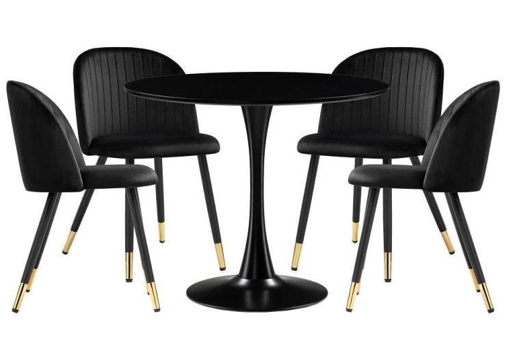 Обеденная группа Woodville Иемура 528363 black, gold, стулья ткань