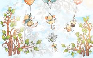 3D Фотообои Artegrafico «Мышки на шариках» KID-115 песок