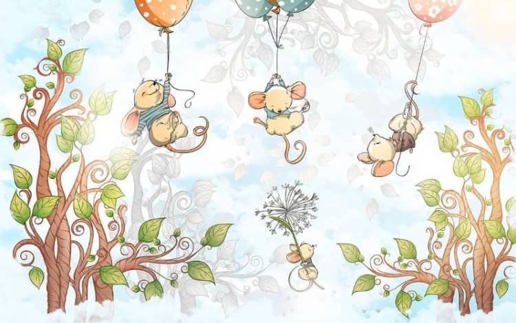 3D Фотообои Artegrafico «Мышки на шариках» KID-115 песок