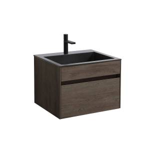 Тумба с раковиной Vincea Chiara 600 1 выкатной ящик, R.Oak, раковина черная