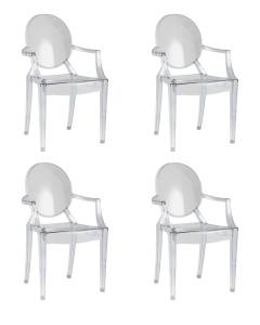 Набор из 4 стульев Stool Group Victoria Ghost XH-8072 transp X4 прозрачный, с подлокотниками
