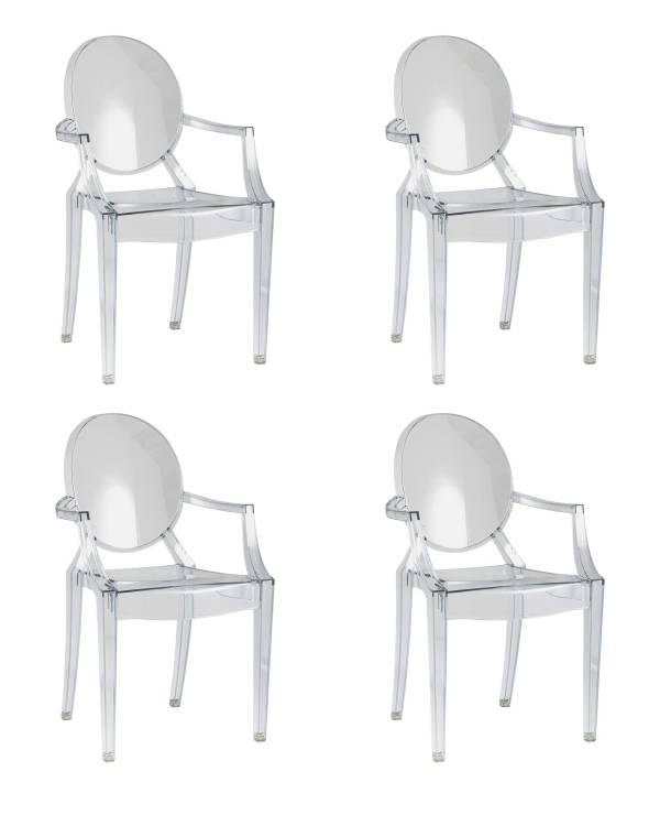Набор из 4 стульев Stool Group Victoria Ghost XH-8072 transp X4 прозрачный, с подлокотниками