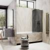 Шторка на ванну MaybahGlass MGV-780-2 60x140, поворотная, стекло графит матовый 6 мм, профиль бронза, с полотенцедержателем фото 2
