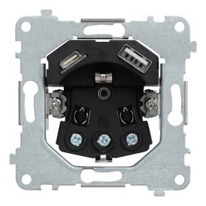 Механизм розетки 2к+з с USB A+C Rikett 32137