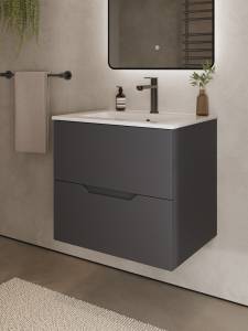 Тумба с раковиной Agger Свит SWE600ETGR-3610W графит матовый, 60 см