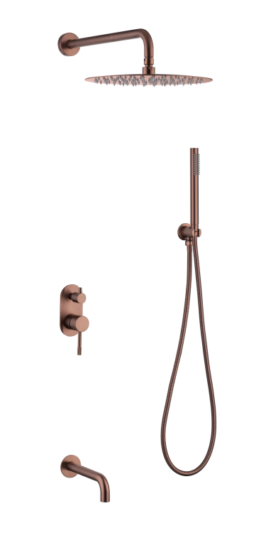 Душевой комплект Boheme Uno 464-2-CB с изливом, Copper Brushed