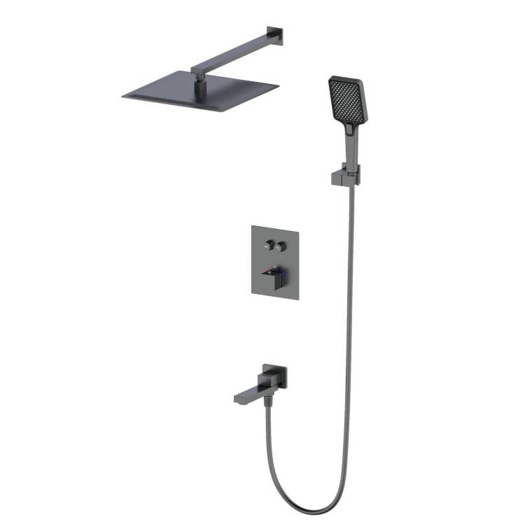 Душевой комплект Wonzon & Woghand WW-88929003-BGM темный графит, с термостатом