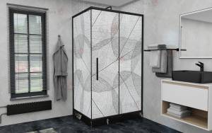 Душевой уголок AvaCan FB-120-SB90MT профиль черный, стекло матовое, 140x90x195