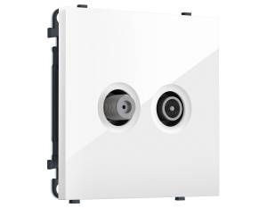 Комплект механизма TV розетки оконечной+SAT Ambrella Volt Sigma MS113310 белый глянец