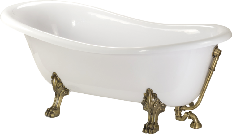 Ванна из искусственного камня Veragio Gialetta 185x80 с металлическими ножками, бронза