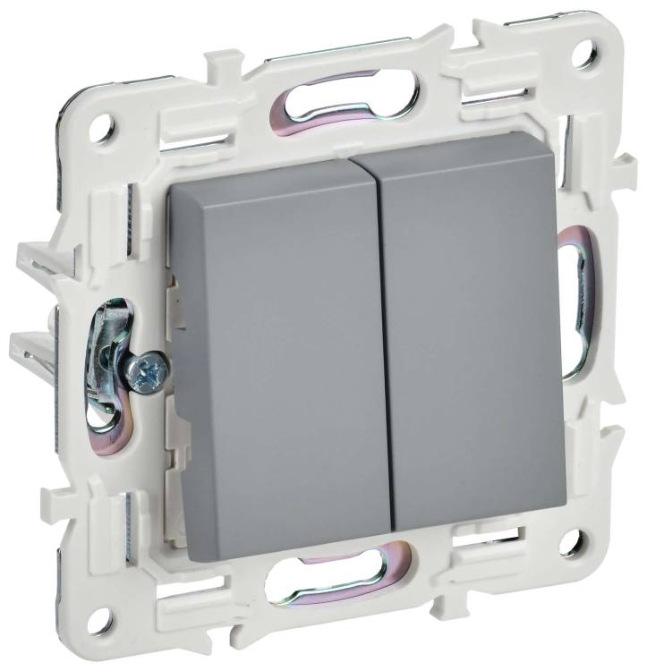 Выключатель 2-клавишный IEK Skandy SK-V20-0-10-K03 серый