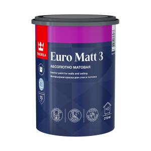 Краска интерьерная Tikkurila Euro Matt 3 база A глубокоматовая 0.9 л