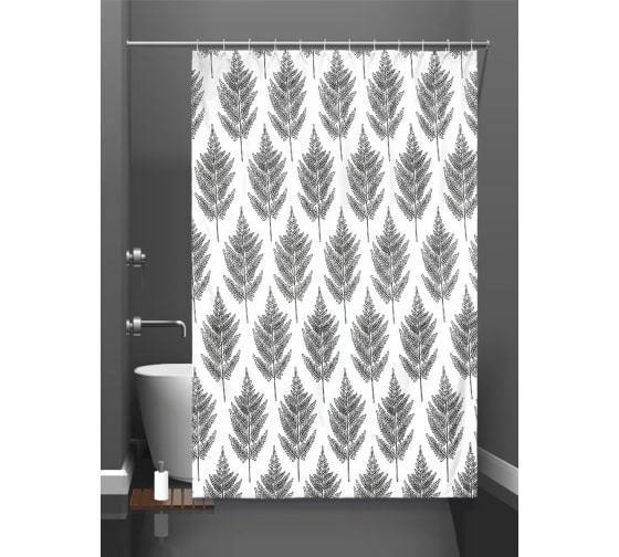 Штора для ванной Bath Plus Fur-Tree ch21037 180x180, белый, черный