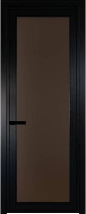 Межкомнатная дверь Profil Doors 1 AGP цвет профиля Черный, стекло безопасное 6 мм монохром шоколад 600x2000