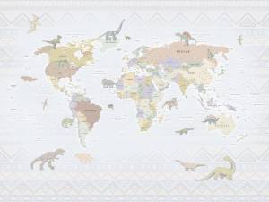 Бесшовные Eco обои Ortograf Little friends 34385 Карта мира — Динозавры Гладь ОЕ-Р2
